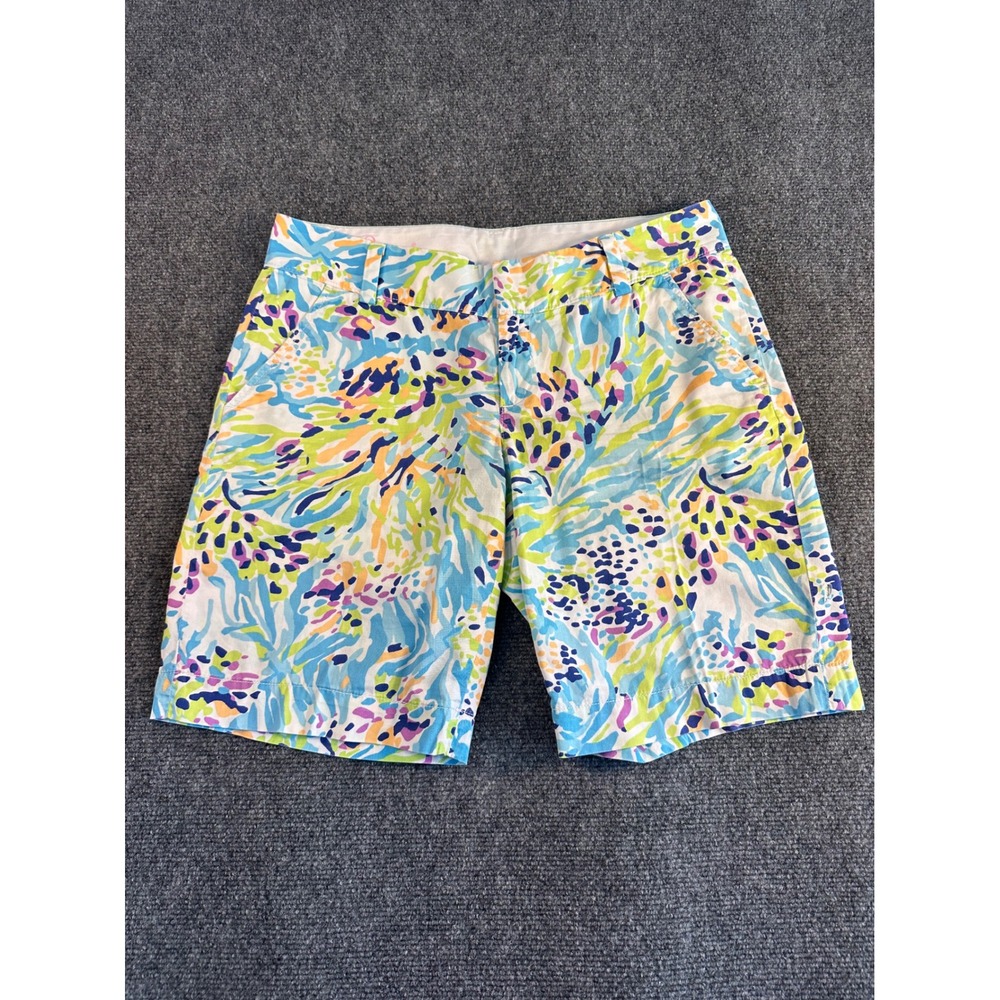 Lilly Pulitzer The Chipper Shorts Womens 8 Multicolor Abstract Print Cotton 9in